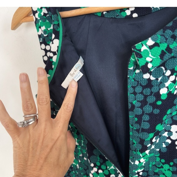 NEW Boden Martha Shift Dress Green Black Print Sleeveless Cotton Blend Size 2 - Picture 5 of 13